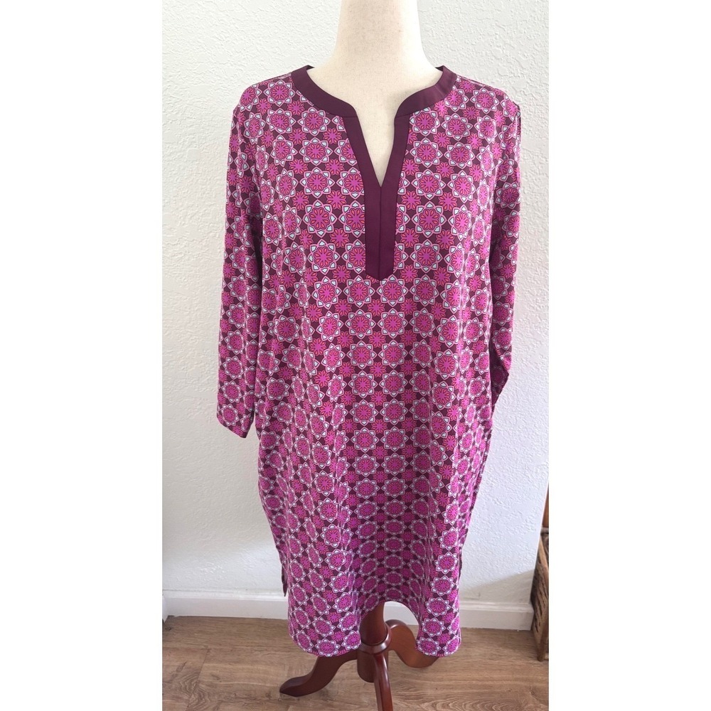 Lands' End SunShade UPF 50 Swim Cover-Up Dress Pink Size XL Resortwear Beachy